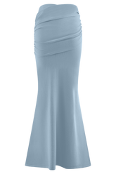 Irene Gathered Knit Maxi Skirt - Blue